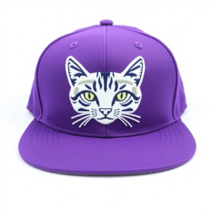 Cat-Patterned Cotton Fedora in Purple